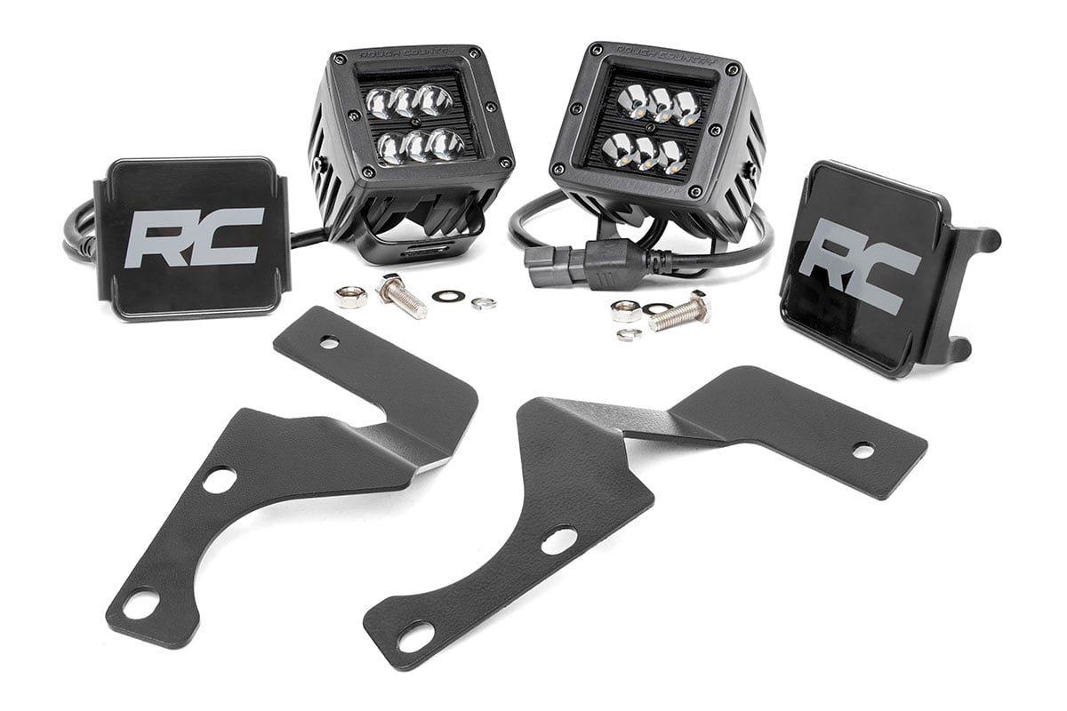 Rough Country 70796 LED Light Kit | Ditch Mount | 2" Black Spot Pair | Toyota 4Runner (10-24)