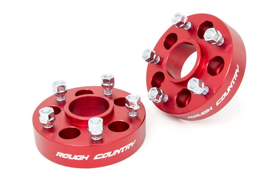 Rough Country 1092RED 1.5 Inch Wheel Adapters | 5x4.5 to 5x5 | Red | Jeep Comanche MJ/Wrangler TJ/Wrangler Unlimited