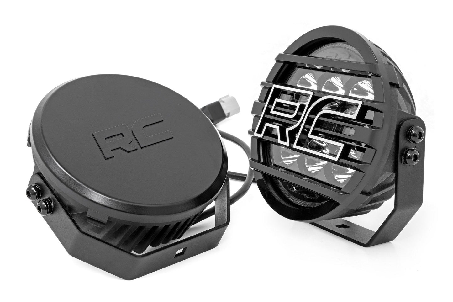 Rough Country 70805B Black Series Halo LED Light Pair | White/Amber DRL | 6.5 Inch | Round