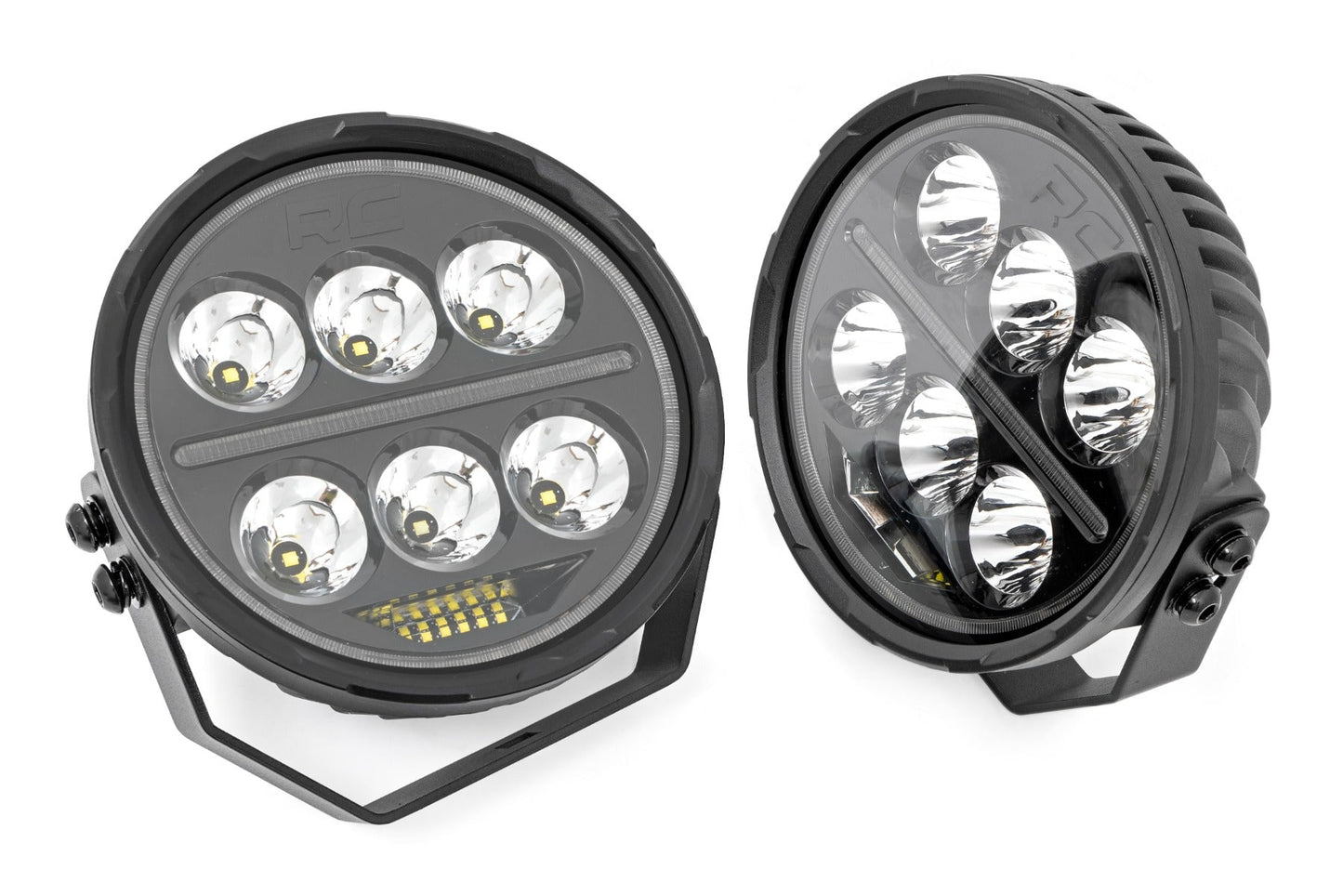 Rough Country 70805B Black Series Halo LED Light Pair | White/Amber DRL | 6.5 Inch | Round