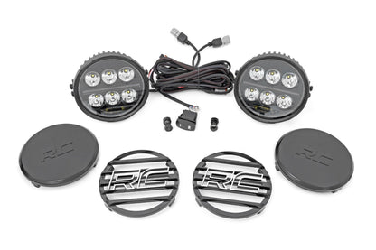 Rough Country 70805B Black Series Halo LED Light Pair | White/Amber DRL | 6.5 Inch | Round