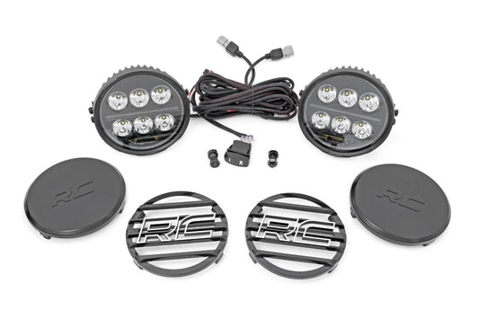 Rough Country 70805B Black Series Halo LED Light Pair | White/Amber DRL | 6.5 Inch | Round