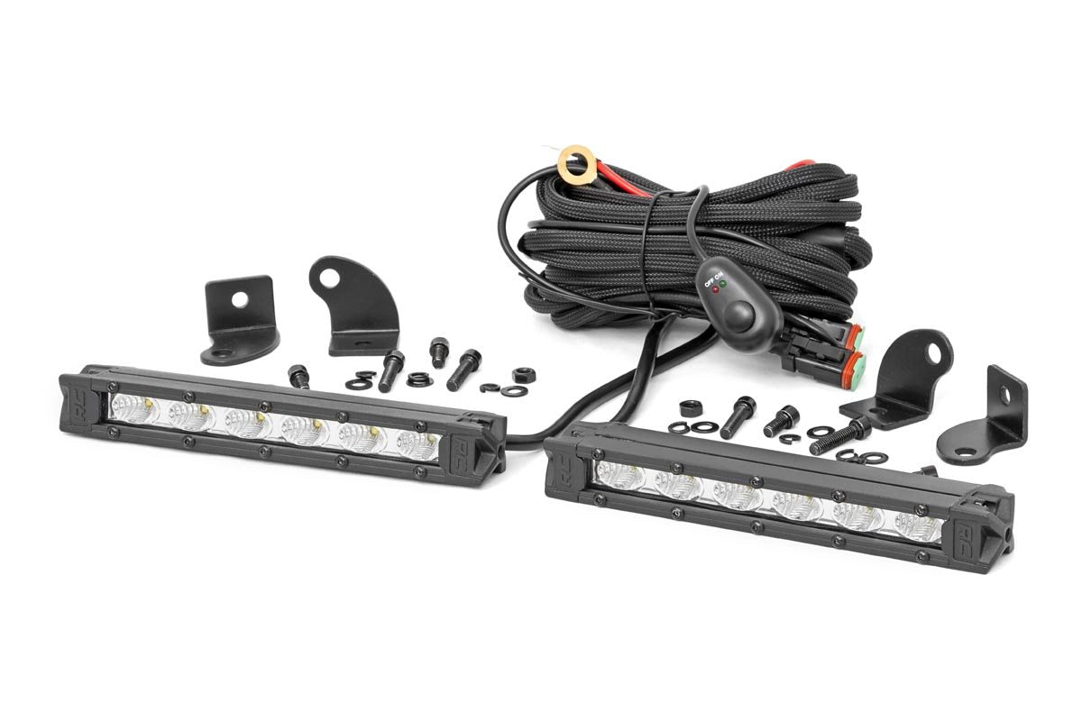 Rough Country 70406A 6 Inch Chrome Series LED Light Bar| Slim Line | Pair