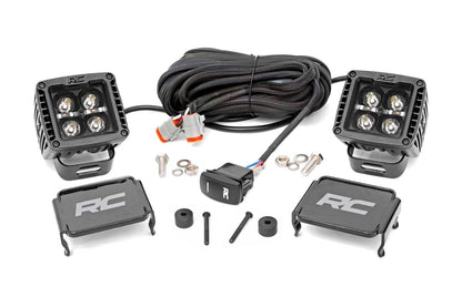 Rough Country 70060 LED Light Kit | Cowl Mount | 2" Black Pair | Amber DRL | Jeep Gladiator JT/Wrangler JL (18-25)