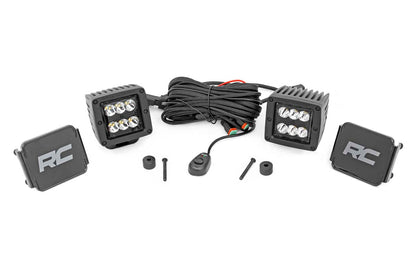 Rough Country 70062 LED Light Kit | Cowl Mount | 2" Black Pair | Jeep Gladiator JT/Wrangler JL (18-25)