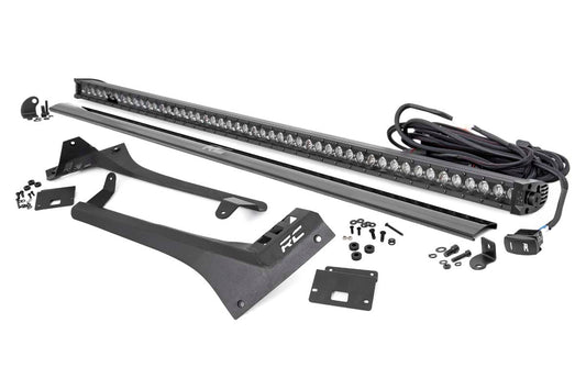 Rough Country 70066 LED Light Kit | Windshield | 50" BLK Single Row | WHT DRL | Jeep Gladiator JT/Wrangler JL (18-25)