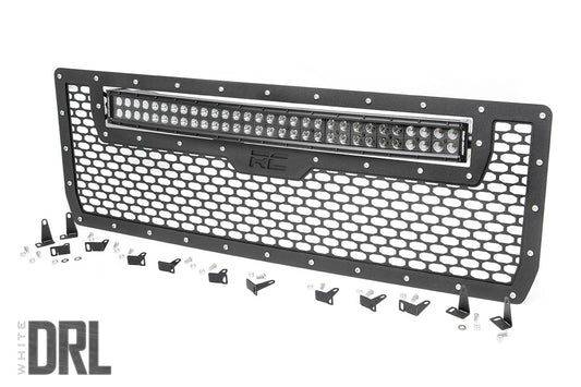 Rough Country 70190DRL Mesh Grille | 30" Dual Row LED | Black | White DRL | GMC Sierra 1500 (14-15)