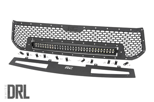 Rough Country 70225 Mesh Grille | 30" Dual Row LED | Black | White DRL | Toyota Tundra (14-17)