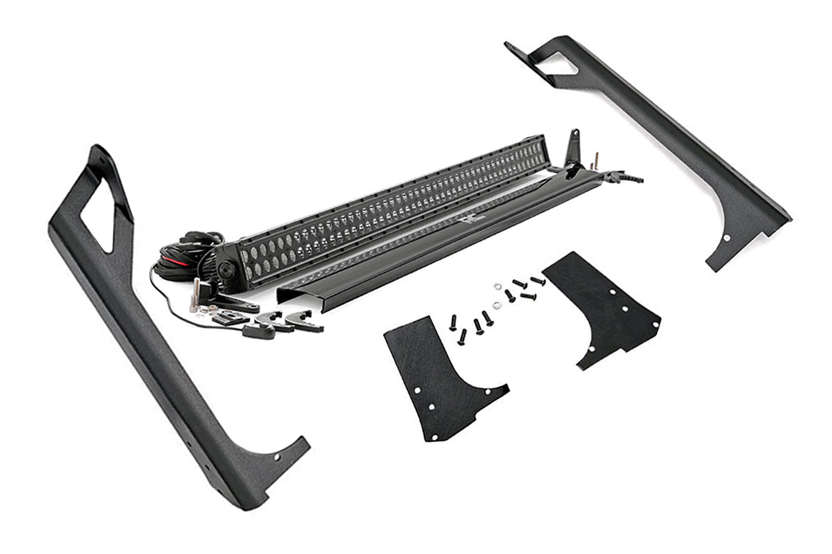 Rough Country 70503BL LED Light Kit | Windshield Mount | 50" Black Dual Row | Jeep Wrangler TJ (97-06)