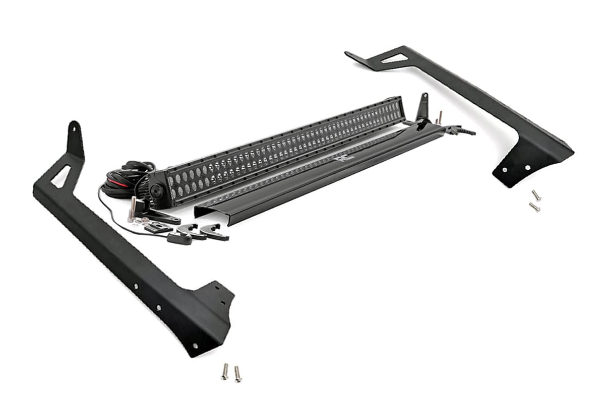 Rough Country 70504BL LED Light Kit | Windshield Mount | 50" Black Dual Row | Jeep Wrangler JK (07-18)
