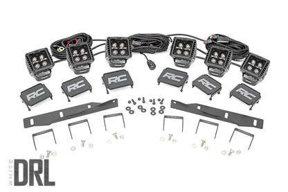 Rough Country 70700DRL LED Light Kit | Fog Mount | Triple 2" Black Pair | White DRL | Ford Raptor (17-20)