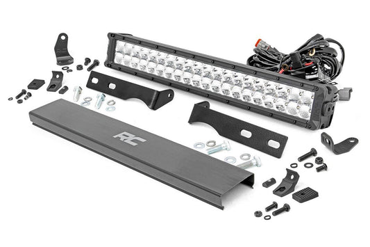 Rough Country 70776 LED Light Kit | Bumper Mount | 20" Chrome Dual Row | Amber DRL | Jeep Grand Cherokee WK2 (11-20)