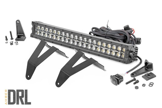 Rough Country 70779DRLA LED Light Kit | Bumper Mount | 20" Black Dual Row| Amber DRL | Ram 1500 (19-24)