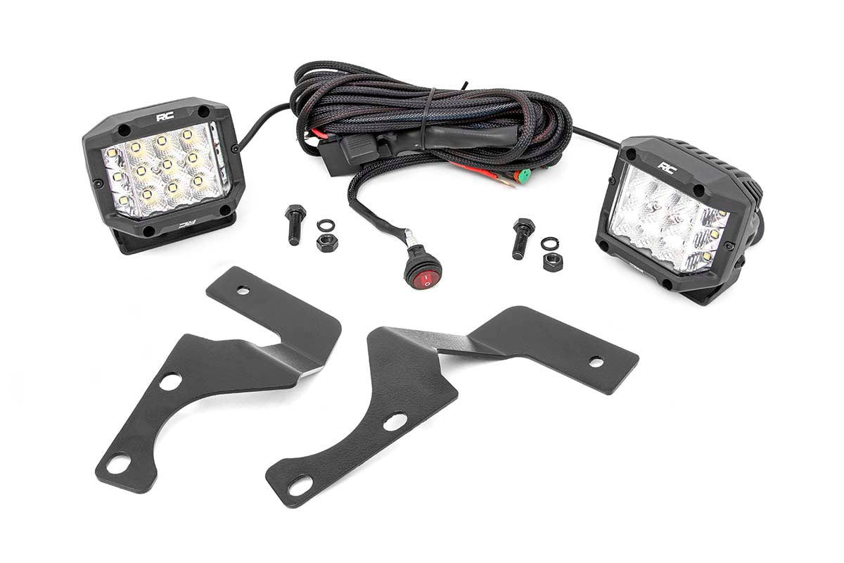 Rough Country 70793 LED Light Kit | Ditch Mount | 3" Chrome Wide Angle Pair