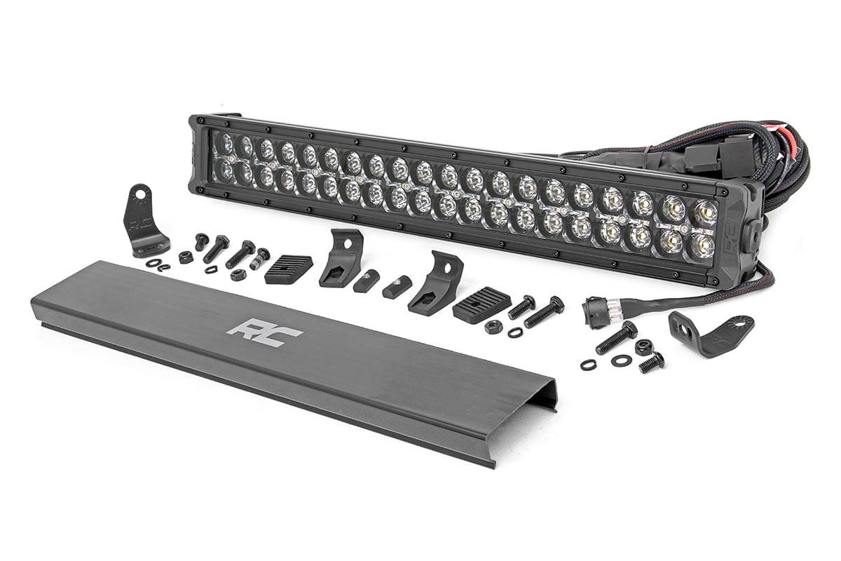 Rough Country 70920BD 20 Inch Black Series LED Light Bar | Dual Row | Cool White DRL