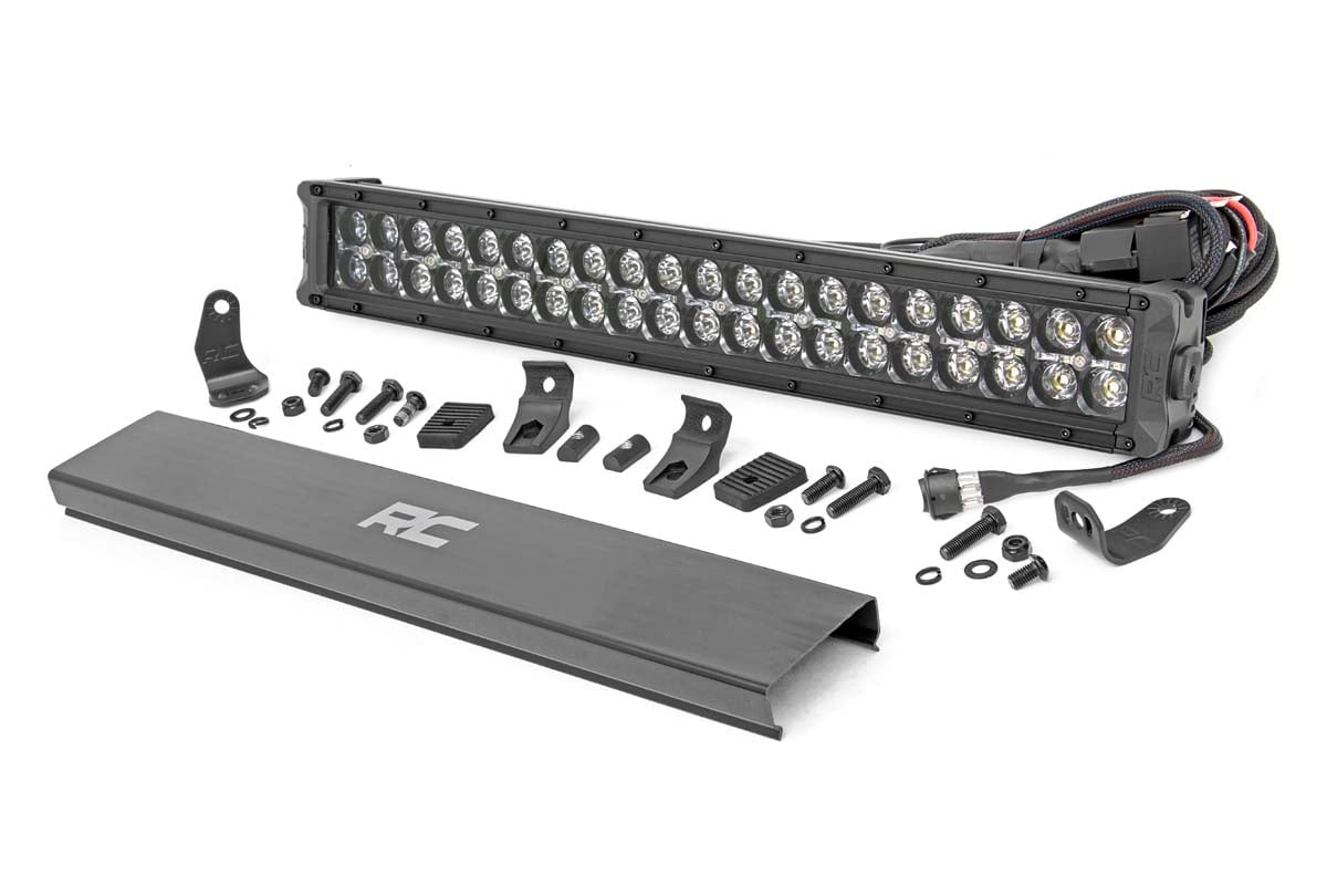 Rough Country 70920BDA 20 Inch Black Series LED Light Bar | Dual Row | Amber DRL