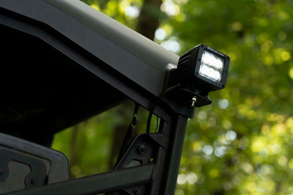 Rough Country 71011 LED Light | Cab Mount | 2" Black Pair | Flood | Can-Am Defender HD 5/HD 8/HD 9/HD 10