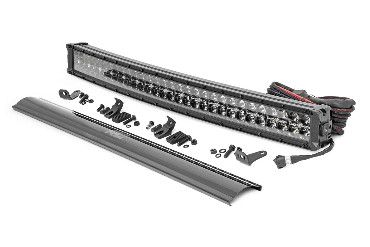 Rough Country 72930BD 30 Inch Black Series LED Light Bar | Curved | Dual Row | Cool White DRL