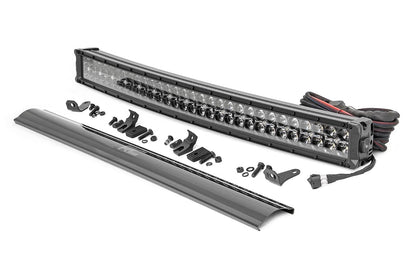 Rough Country 72930BD 30 Inch Black Series LED Light Bar | Curved | Dual Row | Cool White DRL