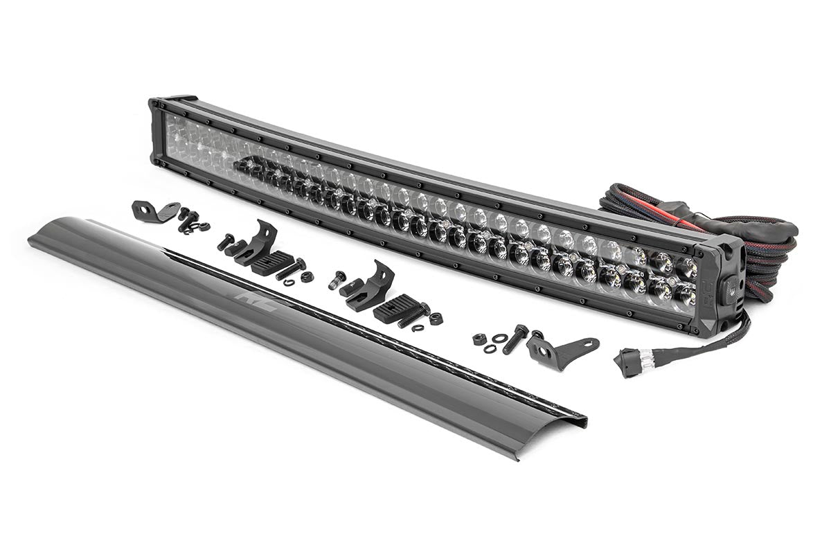 Rough Country 72930BDA 30 Inch Black Series LED Light Bar | Curved | Dual Row | Amber DRL