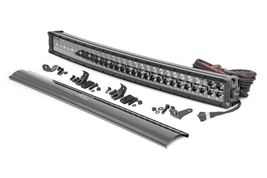 Rough Country 72930BDA 30 Inch Black Series LED Light Bar | Curved | Dual Row | Amber DRL