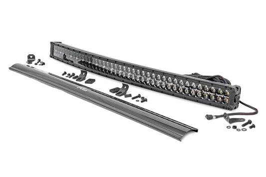 Rough Country 72940BD 40 Inch Black Series LED Light Bar | Curved | Dual Row | Cool White DRL