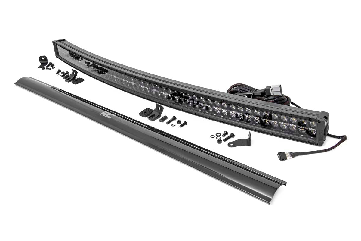 Rough Country 72950BD 50 Inch Black Series LED Light Bar | Curved | Dual Row | Cool White DRL