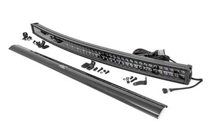 Rough Country 72950BD 50 Inch Black Series LED Light Bar | Curved | Dual Row | Cool White DRL