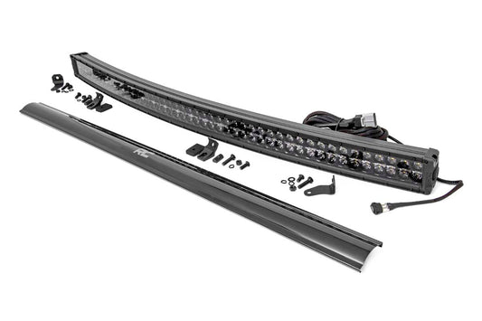 Rough Country 72950BD 50 Inch Black Series LED Light Bar | Curved | Dual Row | Cool White DRL