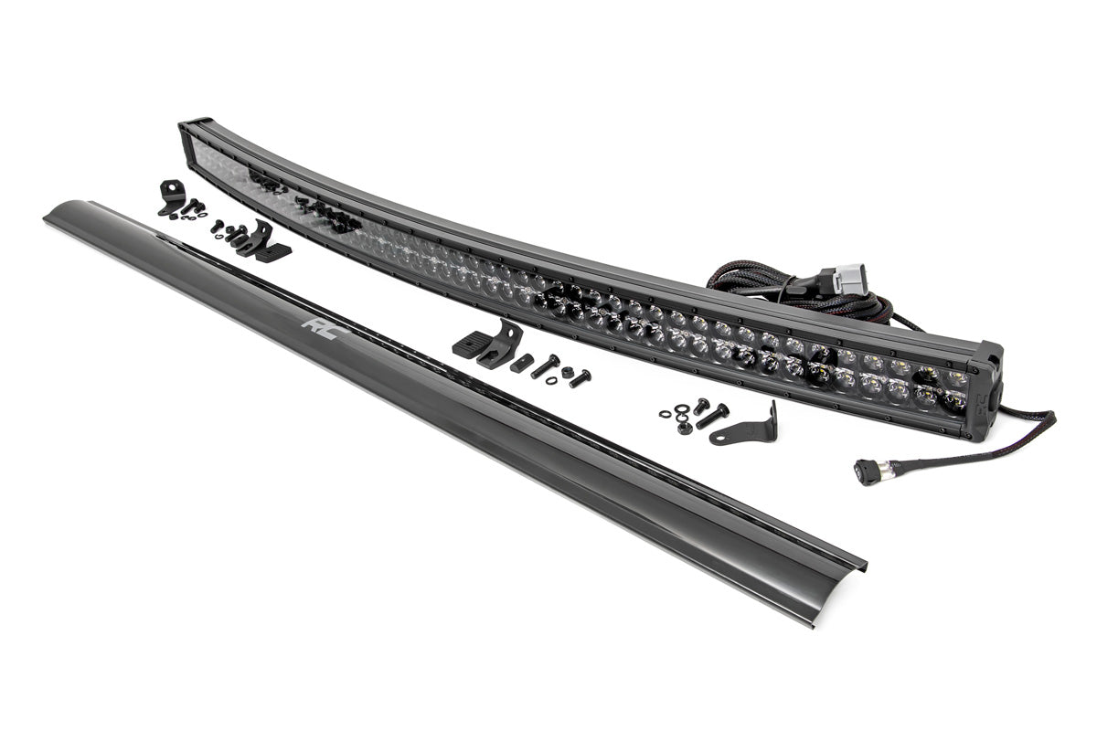 Rough Country 72954BD 54 Inch Black Series LED Light Bar | Curved | Dual Row | Cool White DRL