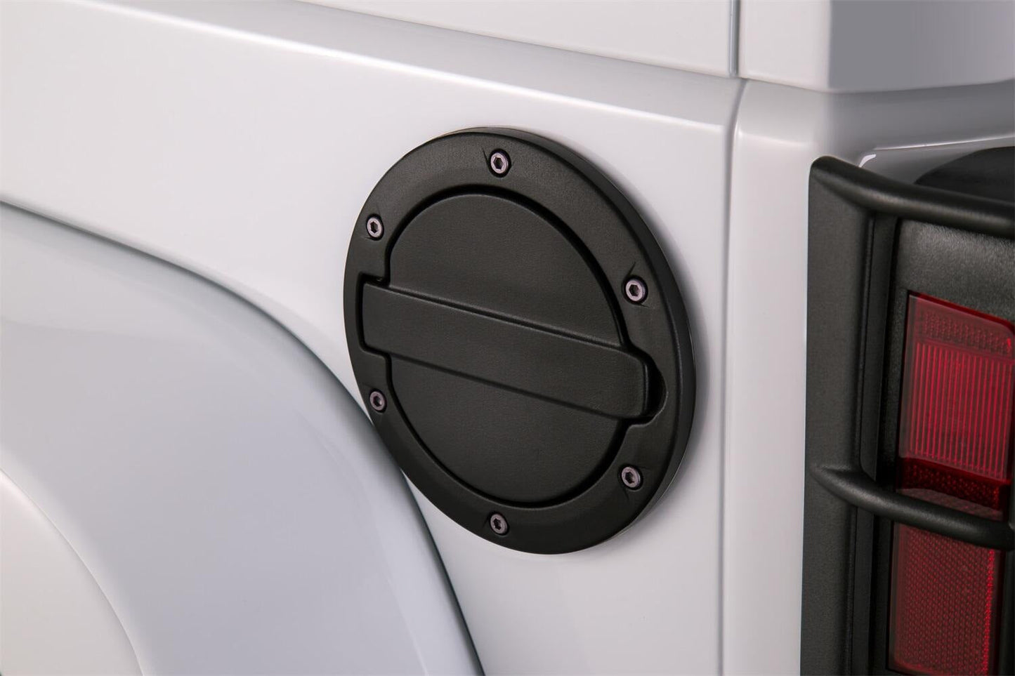 AMP Research 73000-01A Alloy Fuel Door, Black Aluminum - 07-18 Jeep Wrangler JK, 2 dr/4 dr