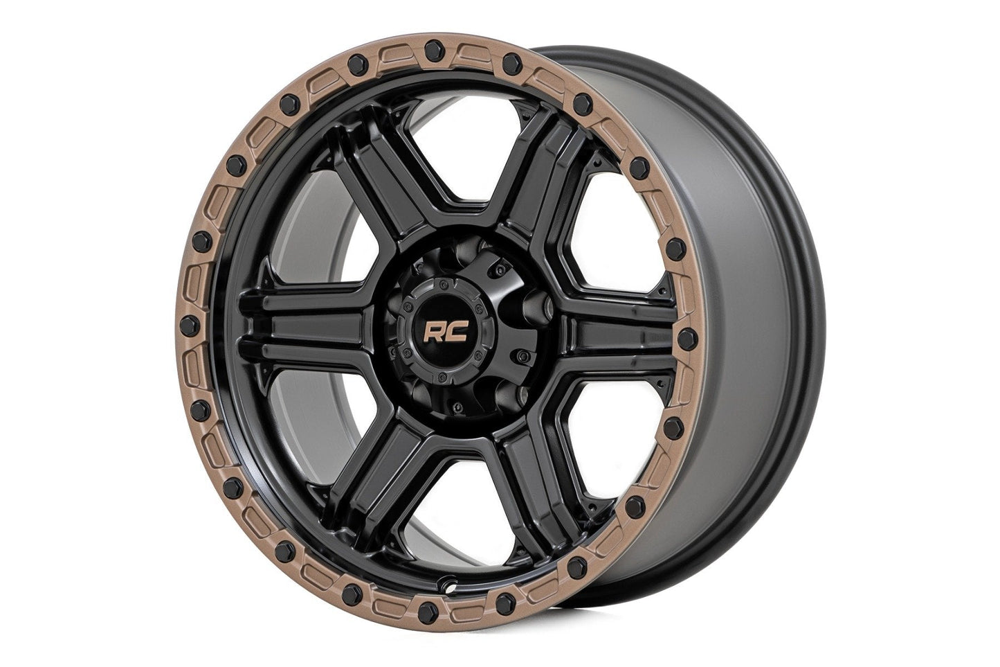 Rough Country 79181812 Rough Country 79 Series Wheel | One-Piece | Semi Gloss Black w/Bronze Ring | 18x9 | 6x5.5 |+18mm