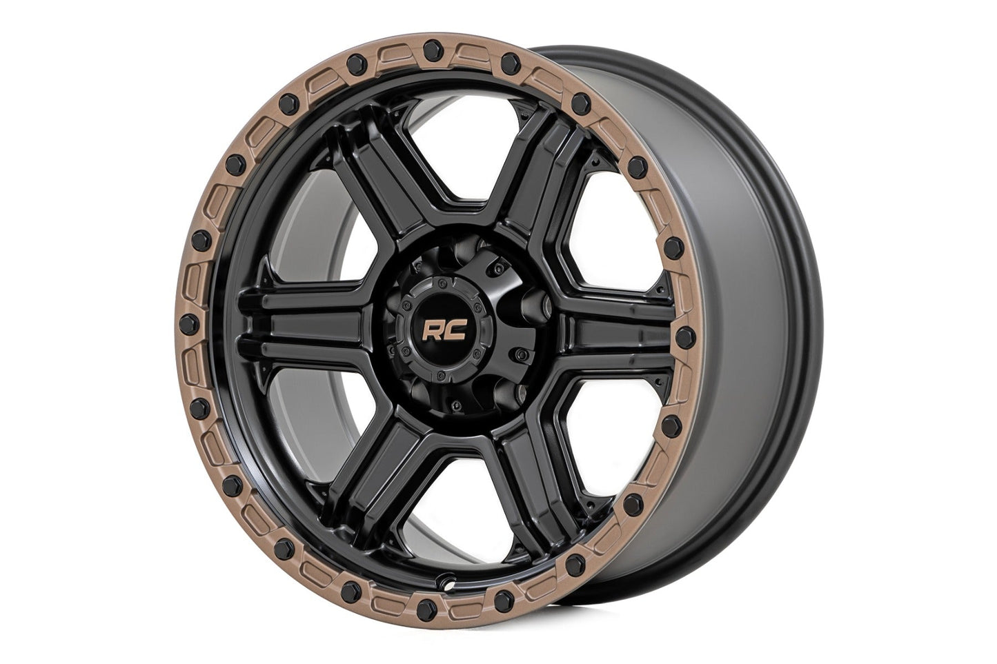 Rough Country 79170917 Rough Country 79 Series Wheel | One-Piece | Semi Gloss Black w/Bronze Ring | 17x8.5 | 6x135 | 0mm