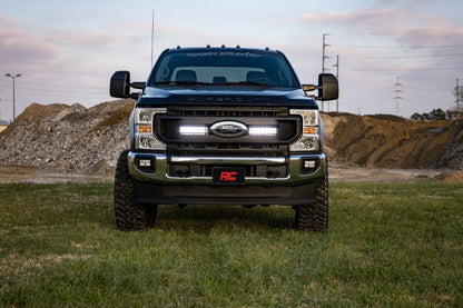 Rough Country 70898 LED Light Kit | Grille Mount | 10 Inch Black | Slimline | Ford F-250 Super Duty (20-22)