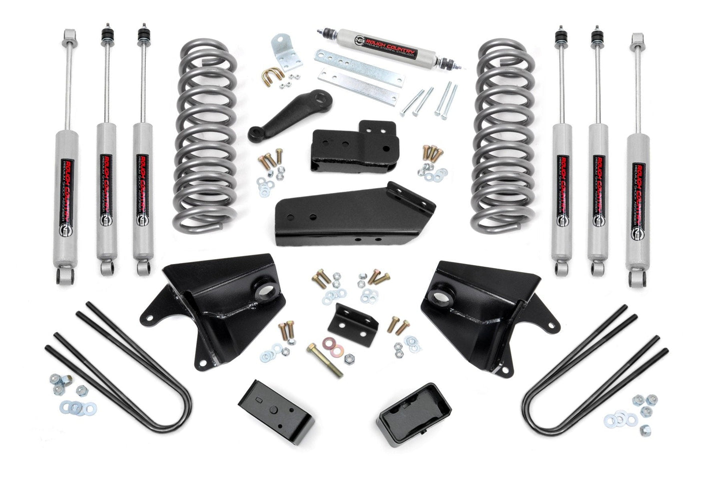 Rough Country 46533 4 Inch Lift Kit | Quad Front Shocks | Rear Blocks | Ford F-150 4WD (80-96)
