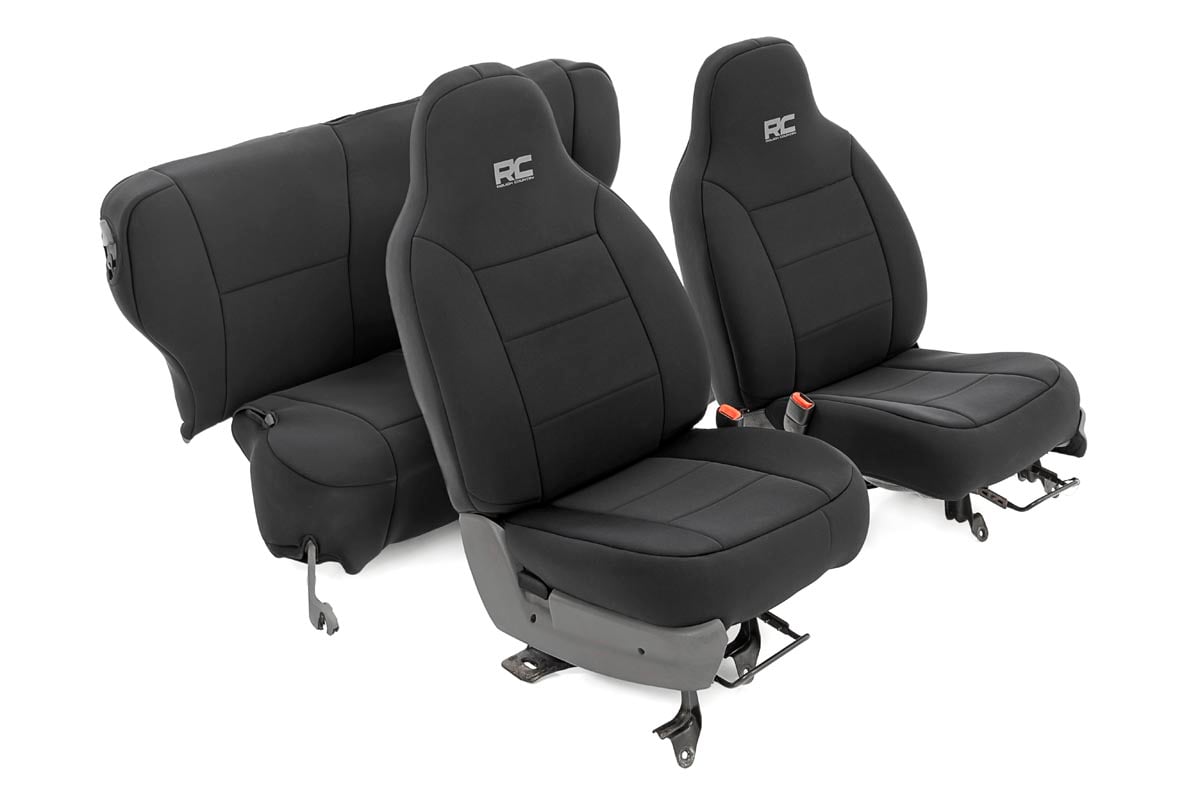 Rough Country 91021A Seat Covers | Non Detach Headrest FR and Rear | Jeep Cherokee XJ (84-96)