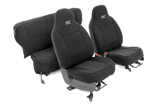 Rough Country 91021A Seat Covers | Non Detach Headrest FR and Rear | Jeep Cherokee XJ (84-96)