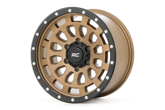 Rough Country 87170913 Rough Country 87 Series Wheel | Simulated Beadlock | Bronze/Black | 17x8.5 | 5x4.5 | +0mm