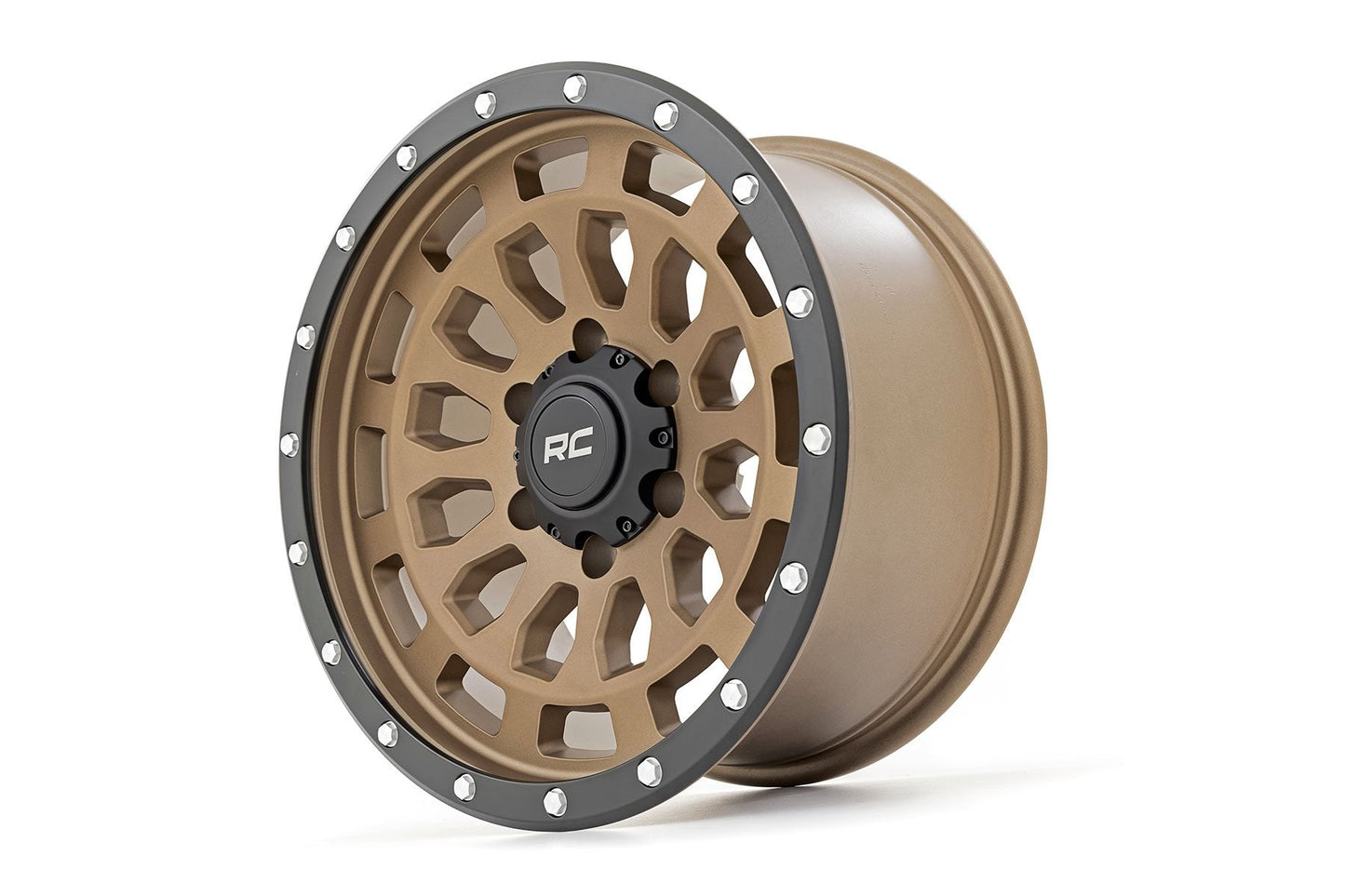 Rough Country 87170918 Rough Country 87 Series Wheel | Simulated Beadlock | Bronze/Black | 17x8.5 | 5x5 | +0mm
