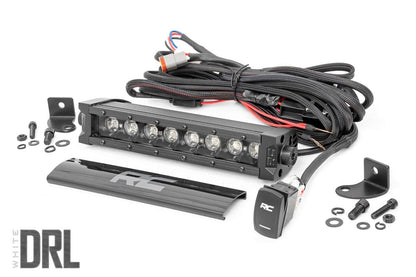 Rough Country 70718BLDRL 8 Inch Black Series LED Light Bar | Single Row | Cool White DRL