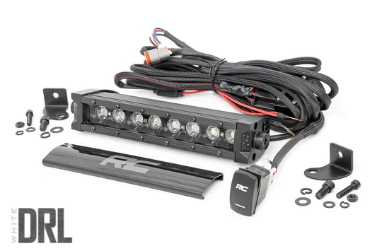 Rough Country 70718BLDRL 8 Inch Black Series LED Light Bar | Single Row | Cool White DRL