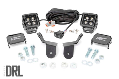 Rough Country 92011 LED Light Kit | Cage Mount | 2" Black Pair | White DRL | Honda Pioneer 1000/Pioneer 1000-6