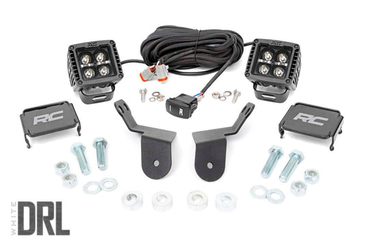 Rough Country 92011 LED Light Kit | Cage Mount | 2" Black Pair | White DRL | Honda Pioneer 1000/Pioneer 1000-6