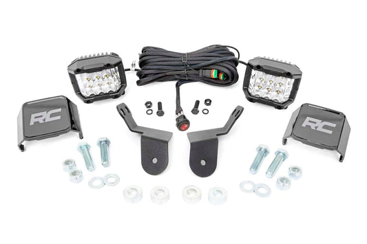 Rough Country 92012 LED Light Kit | Cage Mount | 2" Chrome Pair | Wide Angle | Honda Pioneer 1000