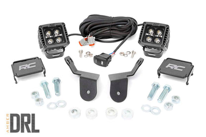 Rough Country 92021 LED Light Kit | Cage Mount | 2" Black Pair | Amber DRL | Honda Pioneer 1000/Pioneer 1000-6