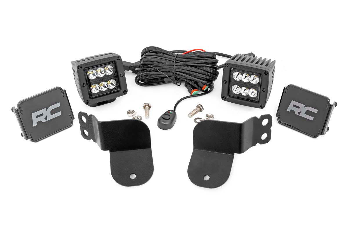 Rough Country 93022 LED Light Kit | Cage Mount | 2" Black Pair | Spot | Polaris General XP 4 1000