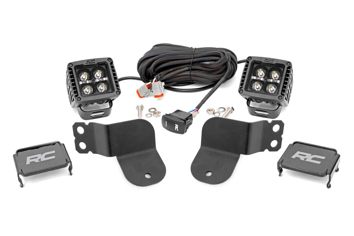 Rough Country 93024 LED Light Kit | Cage Mount | 2" Black Pair | Amber DRL | Polaris General XP 4 1000