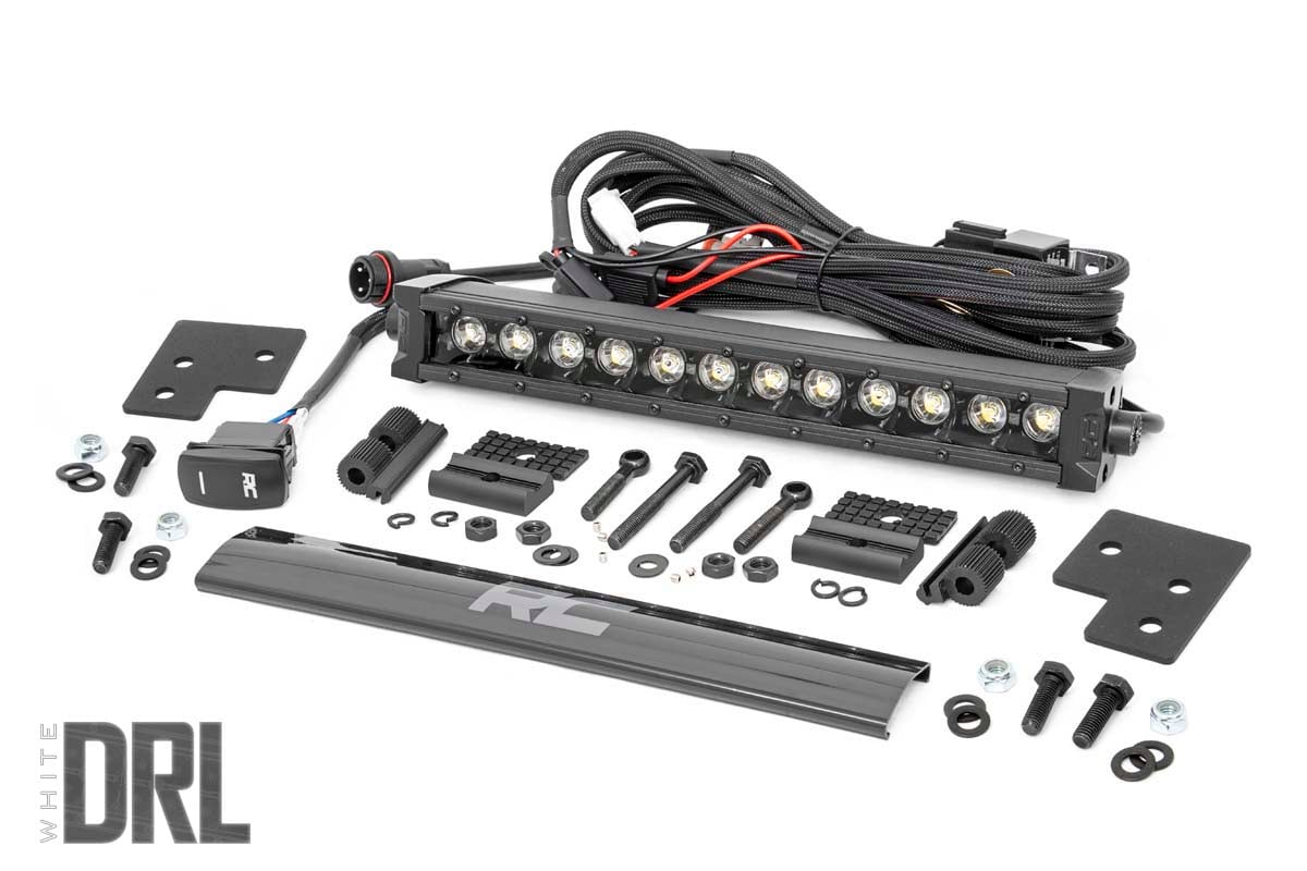 Rough Country 93027 LED Light Kit | Bumper Mount | 12" Black Single Row | White DRL | Polaris Ranger XP 1000