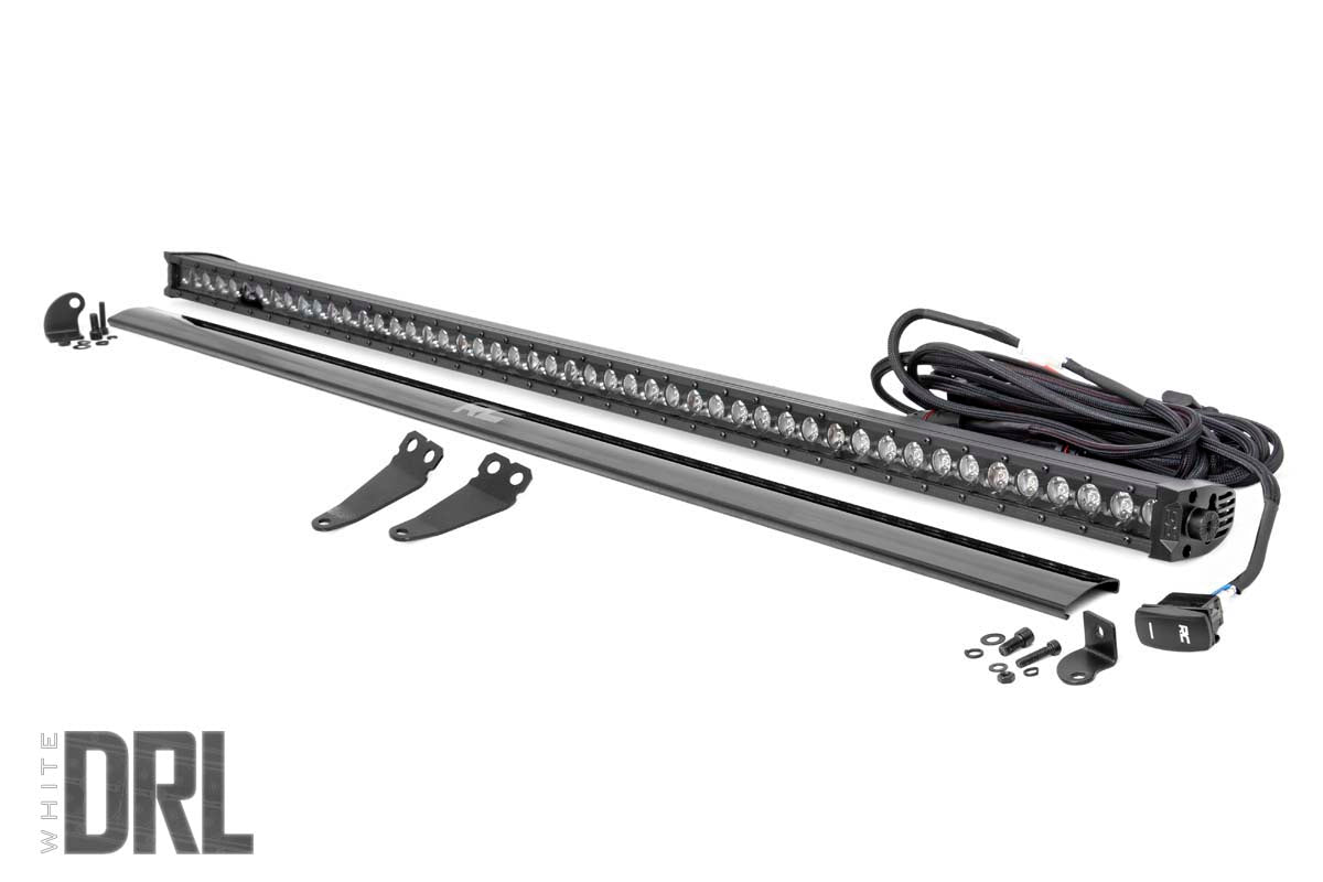Rough Country 93035 LED Light Kit | Lower Windshield | 50" Black Single Row | White DRL | Polaris General XP 4 1000