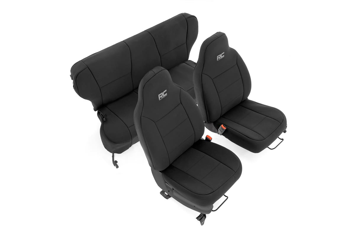 Rough Country 91022 Seat Covers | Non Detach Headrest FR & RR | Jeep Cherokee XJ 2WD/4WD (97-01)